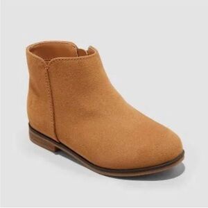 Cat & Jack Suede Cognac Penelope Zipper Boots